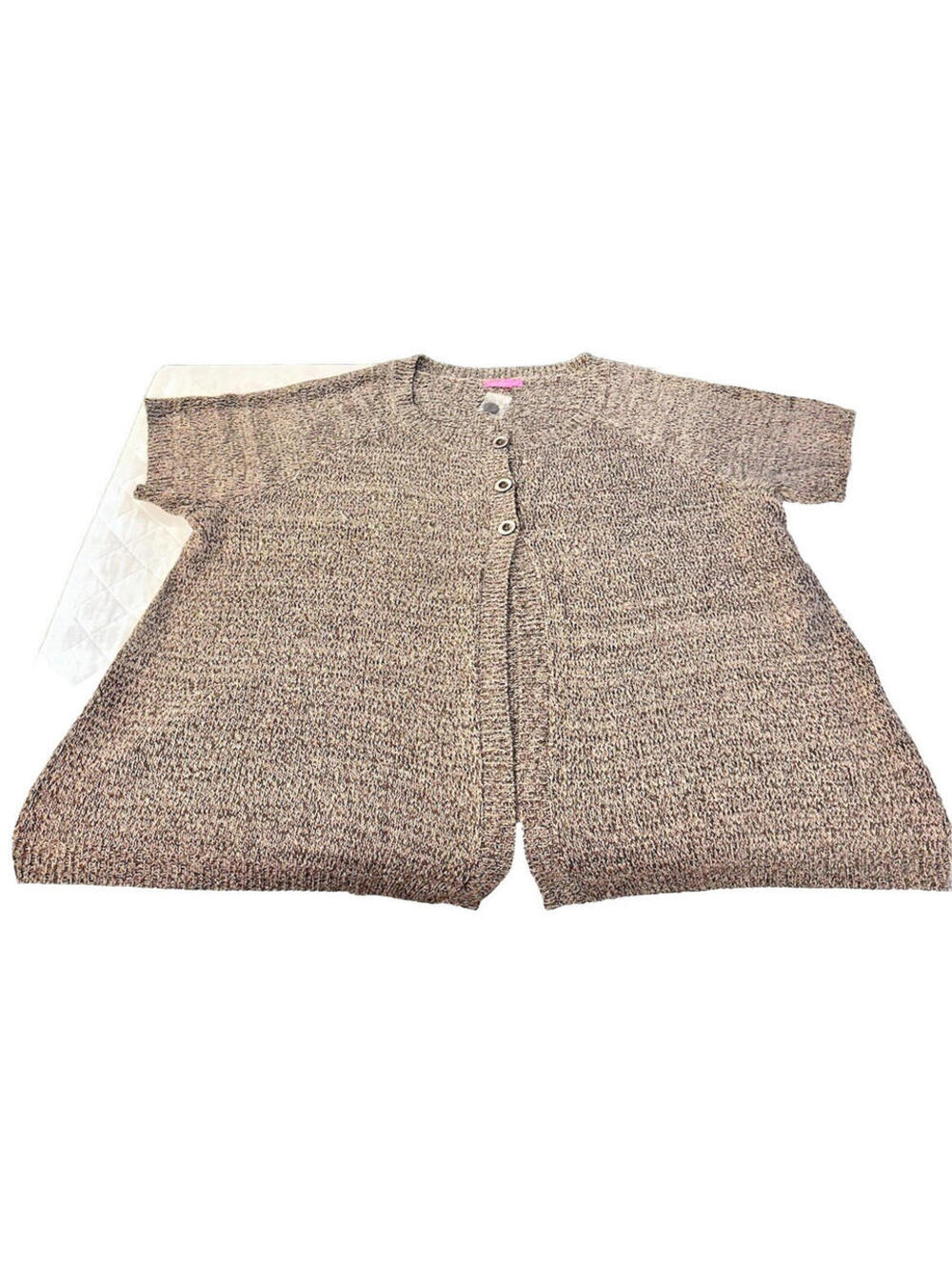 Woman Within Plus Size Brown & White Sweater Cardigan Size 4X (34/36) 3 Button